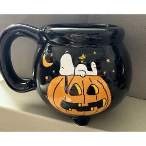 Peanuts Snoopy 3D Halloween Mug Witch's  Cauldron Pumpkin Woodstock